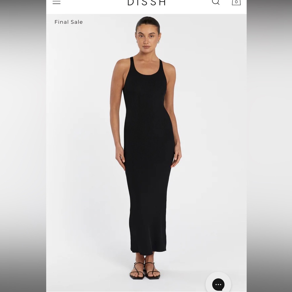 Dissh Zion Black Midi Dress, Size XS